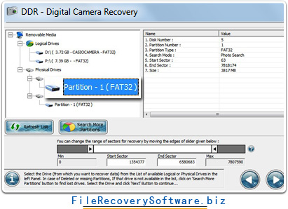 Digital camera file recovery software