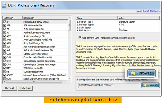 Professional file recovery software Browse the path
